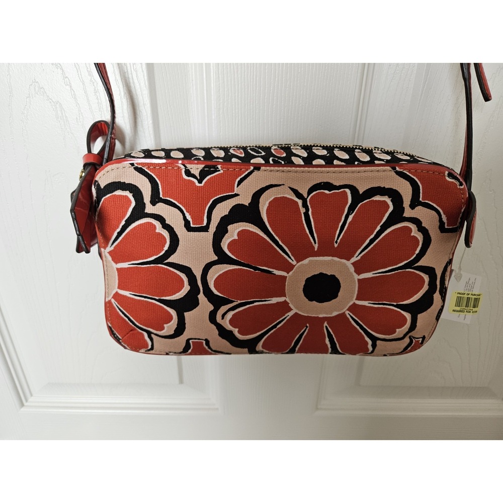 NWT Coach 25121 Poppy Floral Flower Print Scarf Crossbody w/Dust Bag, Red/Blk - Picture 2 of 13